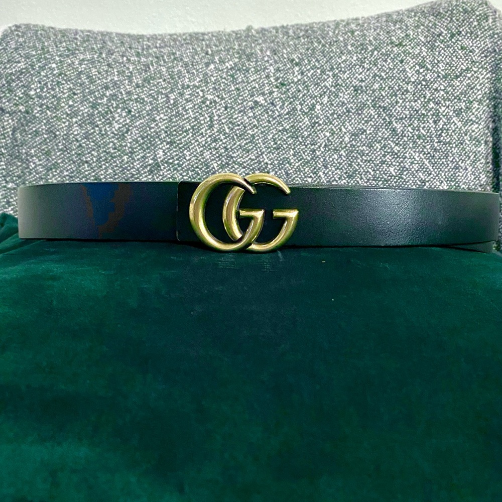 Gucci Belt - Thin Black and Gold